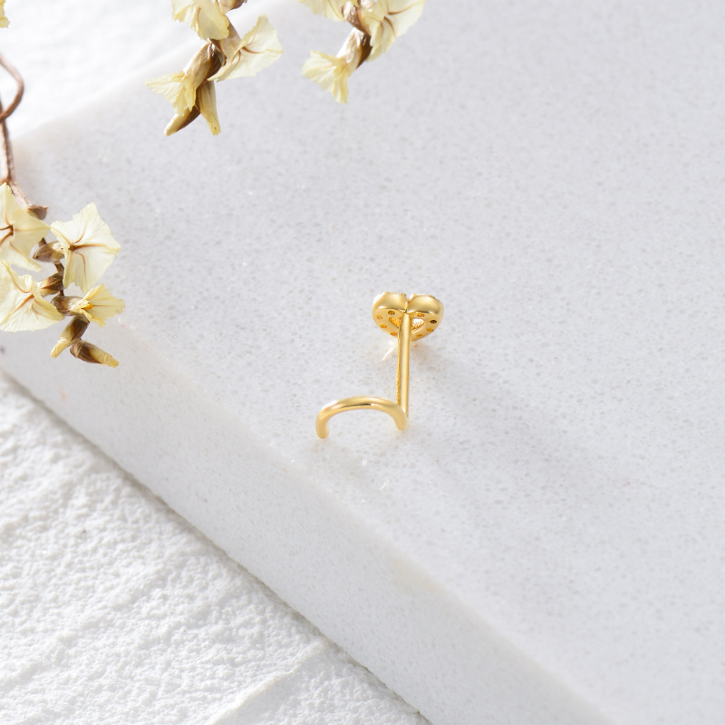 10K witgouden neusring met kubieke zirkonia in de vorm van een hart-4