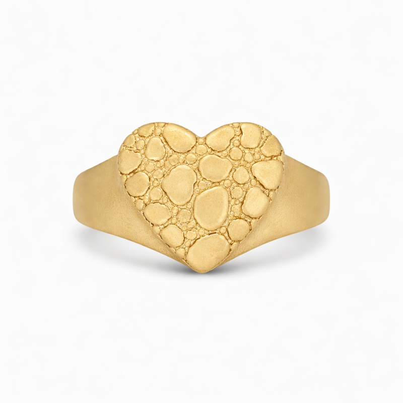 10K Gold Heart Nugget Ring for Men-6