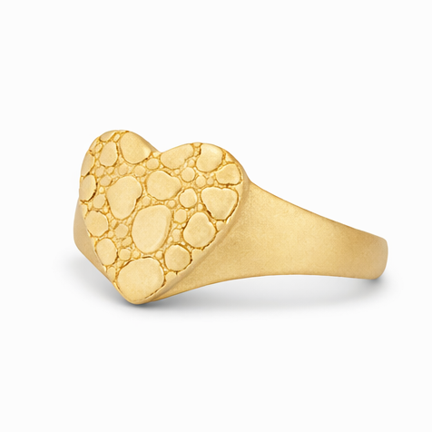 Anillo de pepita en forma de corazón de oro de 14 quilates para hombres-3