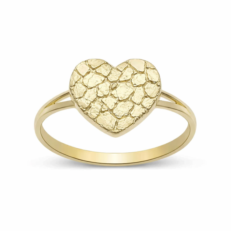 10K Gold Heart Nugget Ring-13