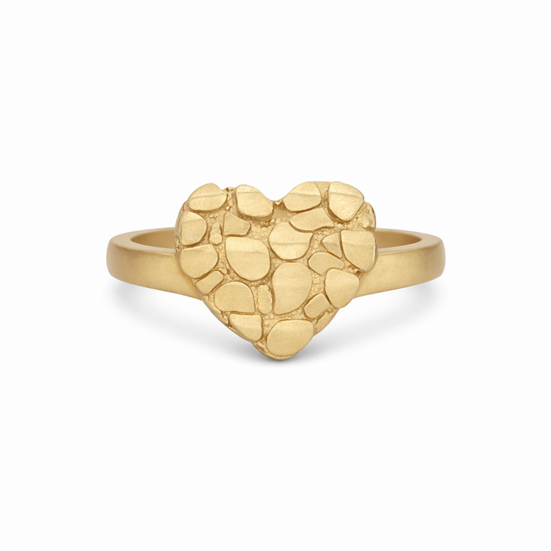 10K Gold Heart Nugget Ring-9