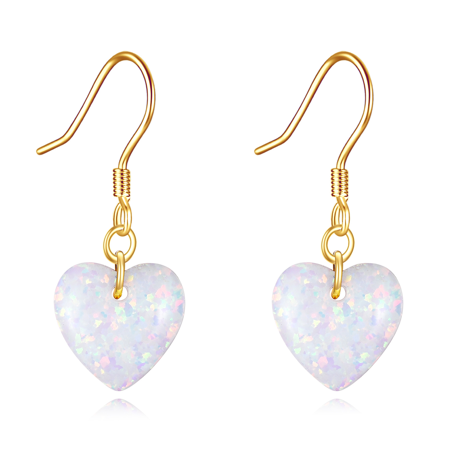 14K Gold Heart Opal… - image