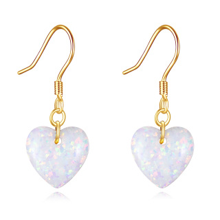 14K Gold Heart Opal Drop Earrings-26