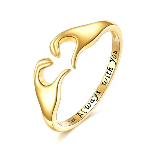 Anello aperto con cuore in oro 14K