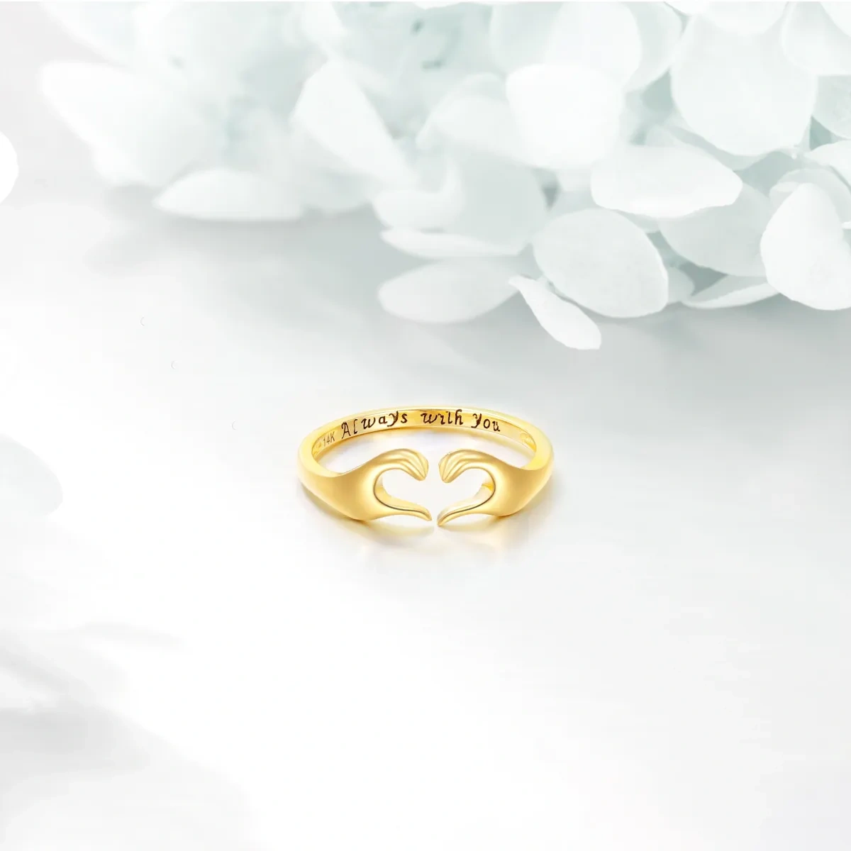 10K Gold Heart Open Ring-3