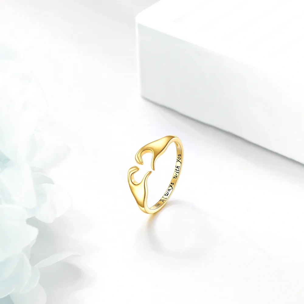 10K Gold Herz offener Ring-4
