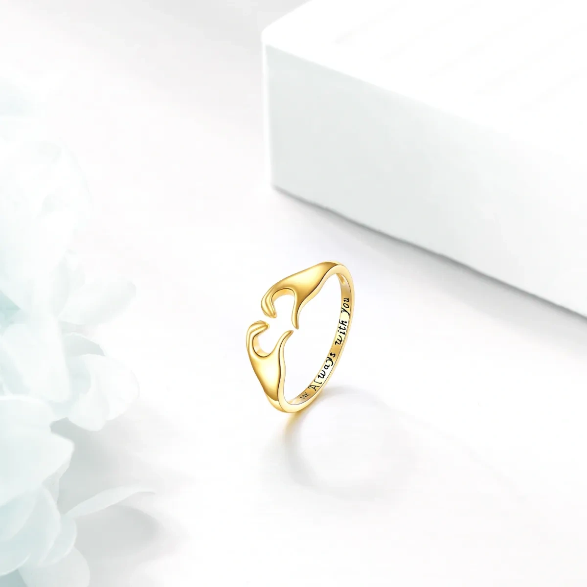 10K Gold Heart Open Ring-4