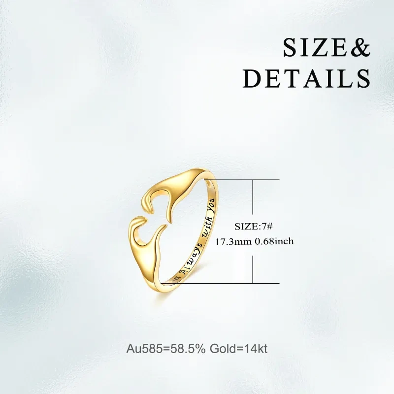 10K Gold Heart Open Ring-5