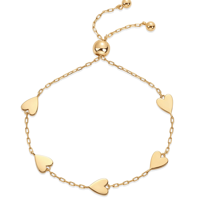 10K Gold Heart Paper Clip Chain Bracelet for Women-1