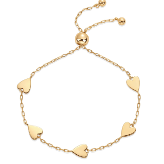 10K Gold Heart Paper Clip Chain Bracelet for Women-19