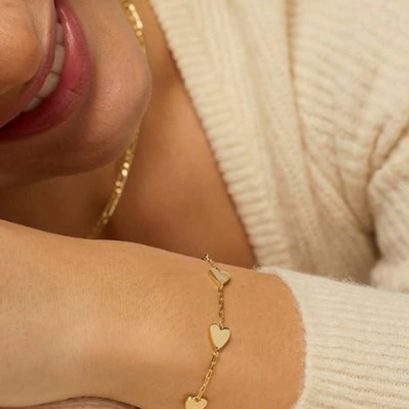 14 Karat Gold Herz Büroklammer Kette Armband für Frauen-2