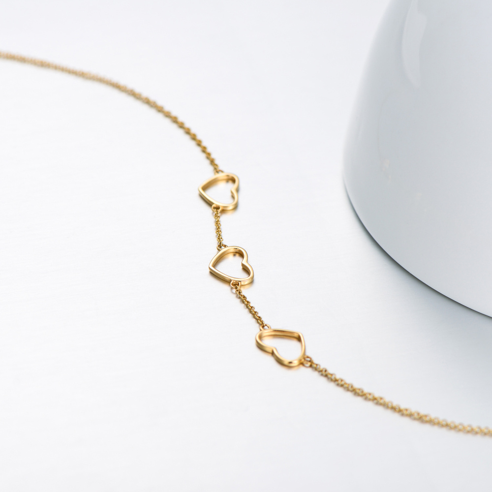 Armband met hart van 10 karaat goud en hartvormige bedel-4