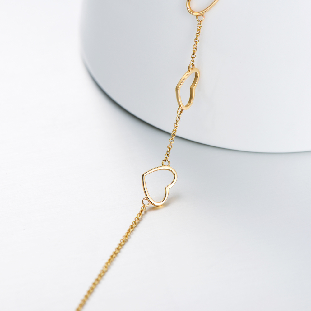 Armband met hart van 10 karaat goud en hartvormige bedel-5