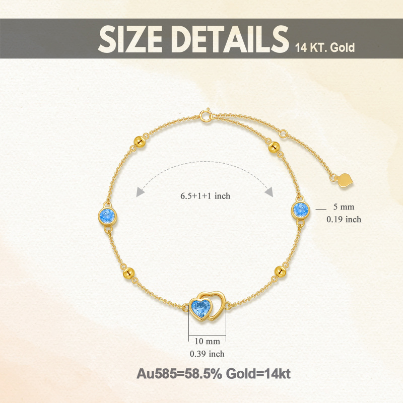 Pulseira com pendente coração em ouro branco 10K e zircónias cúbicas-5