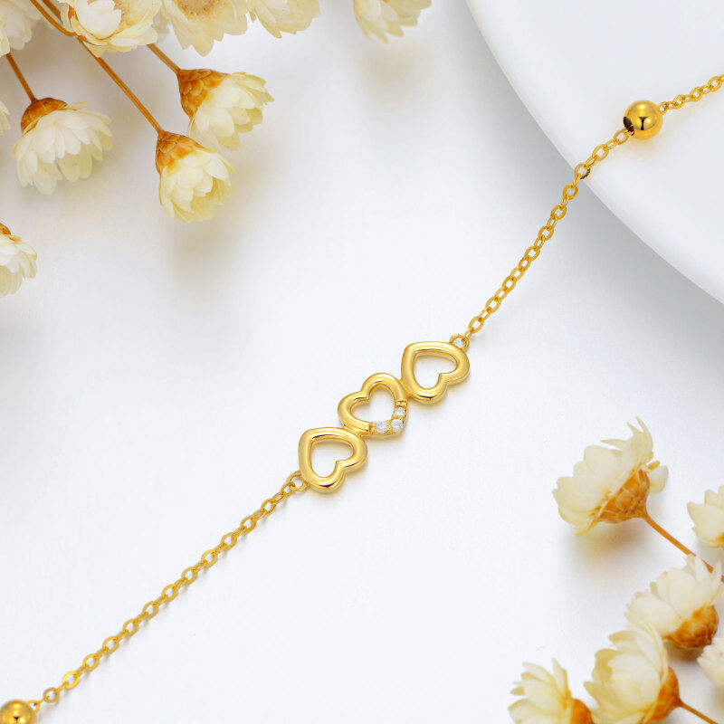 Bracciale da donna con ciondolo a forma di cuore in oro 14 carati con zirconi cubici-4