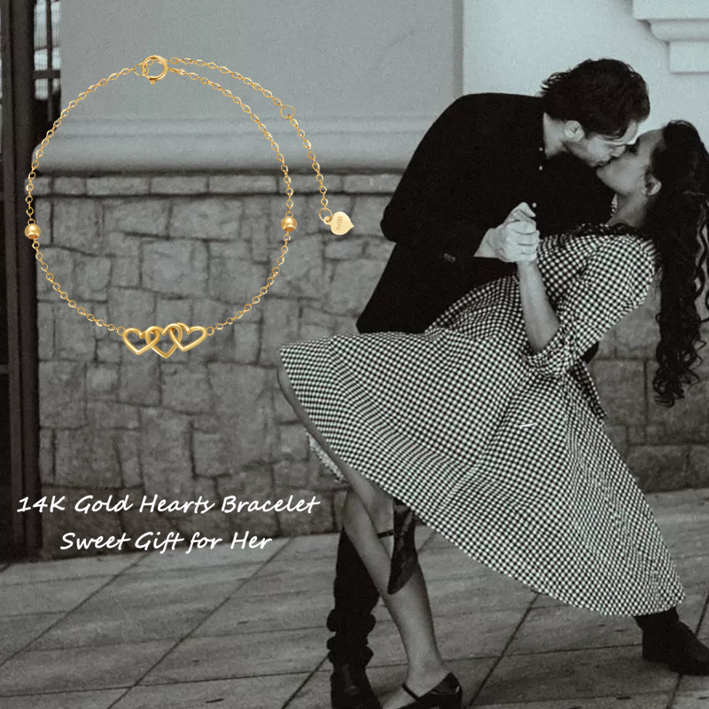 Pulseira em ouro branco 10K com pendente coração-5