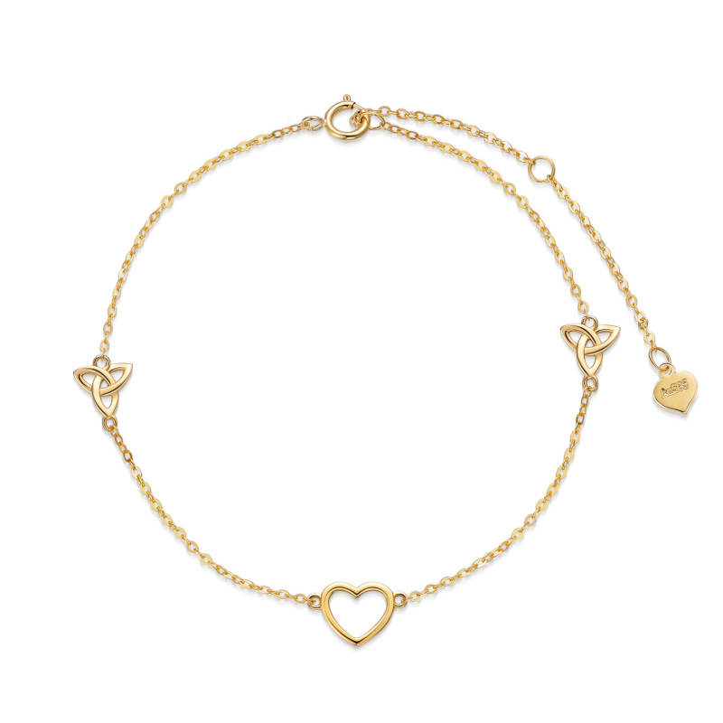 Pulseira com pingente de coração em ouro 14K