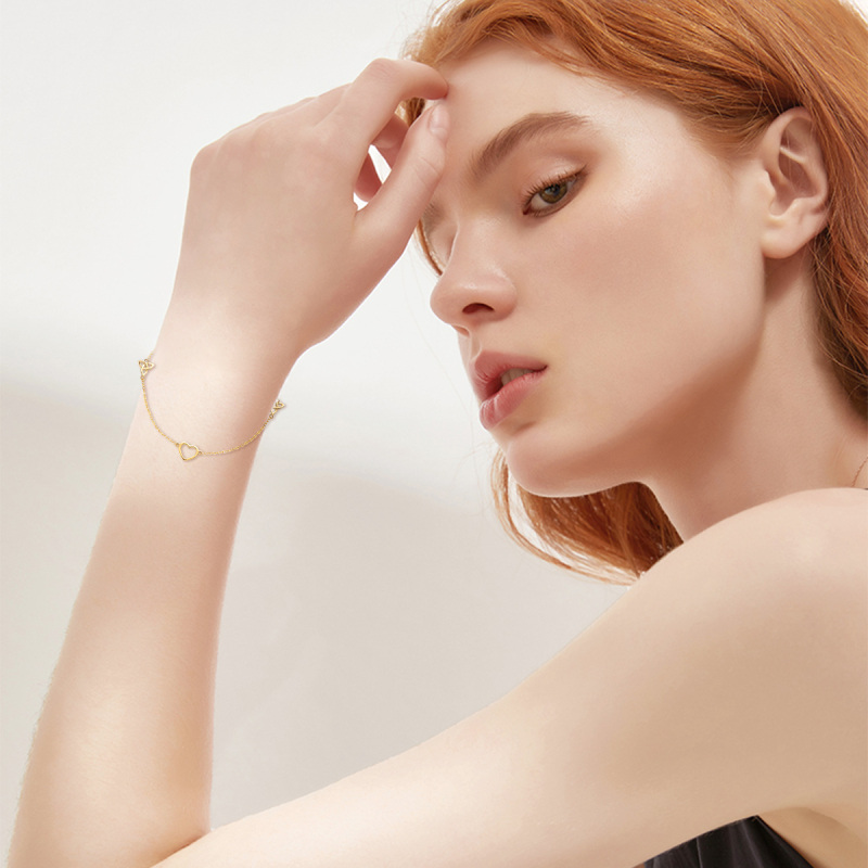 Pulseira com pendente coração em ouro branco 10K-2