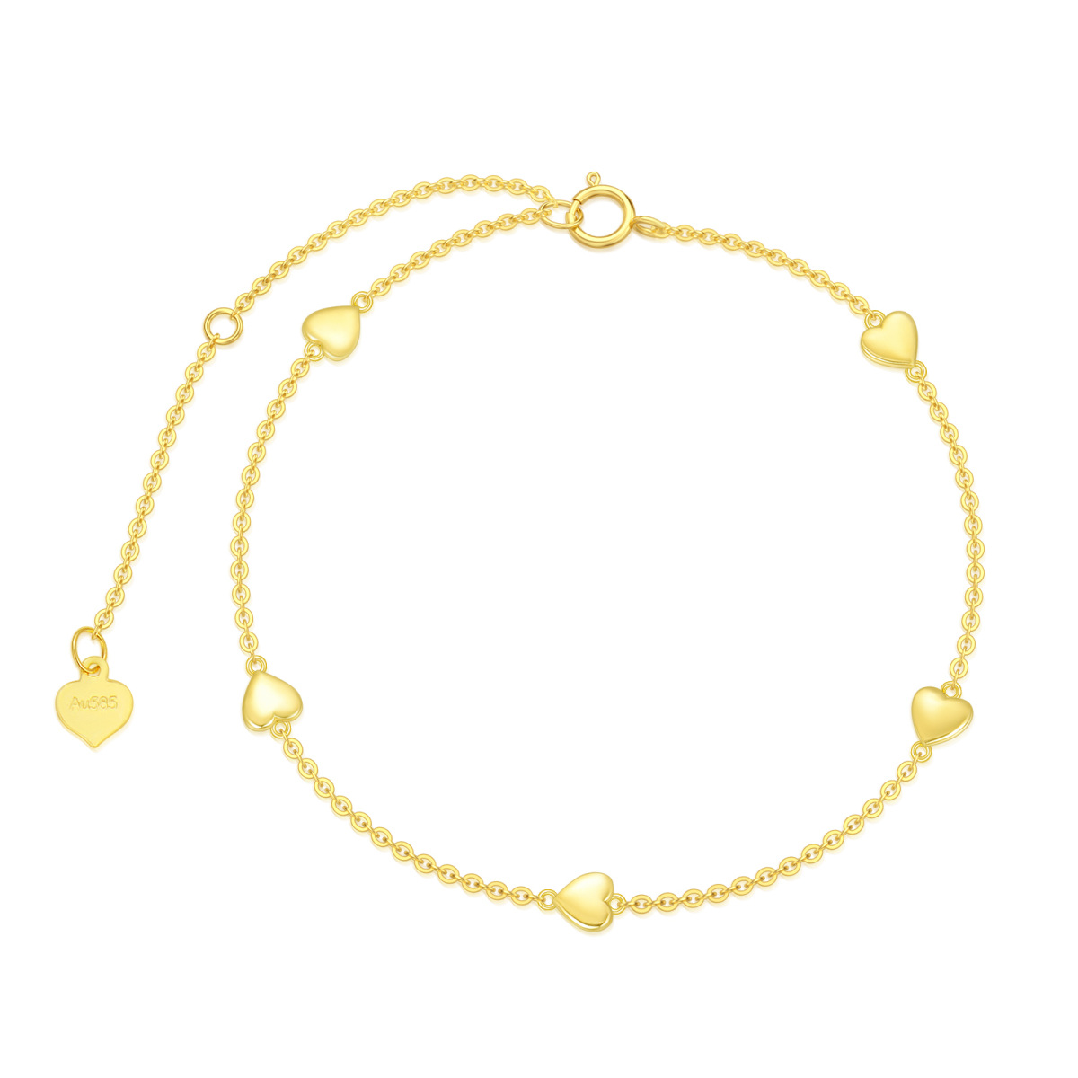 10K Gold Heart Charm Bracelet-1