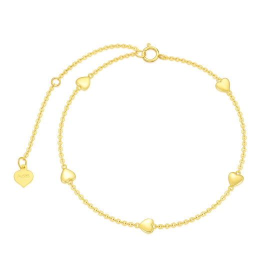 Pulseira com pingente de coração em ouro 14K