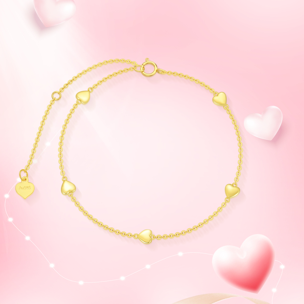 Pulsera Colgante Corazón Oro 10K-5