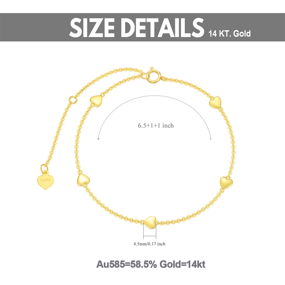 Pulsera Colgante Corazón Oro 10K-6