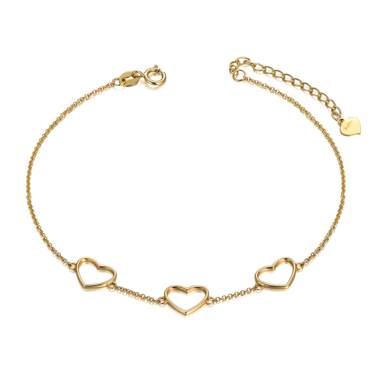 Bracelet en or 14K avec pendentif en forme de coeur-1