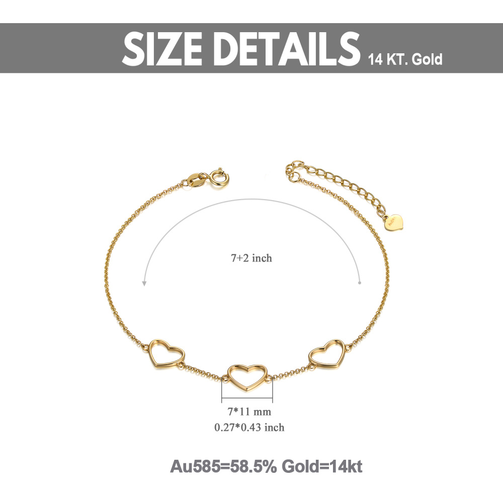 10K Gold Heart Charm Bracelet-6