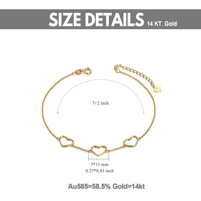 Bransoletka z wisiorkiem w kształcie serca z 14-karatowego złota-6