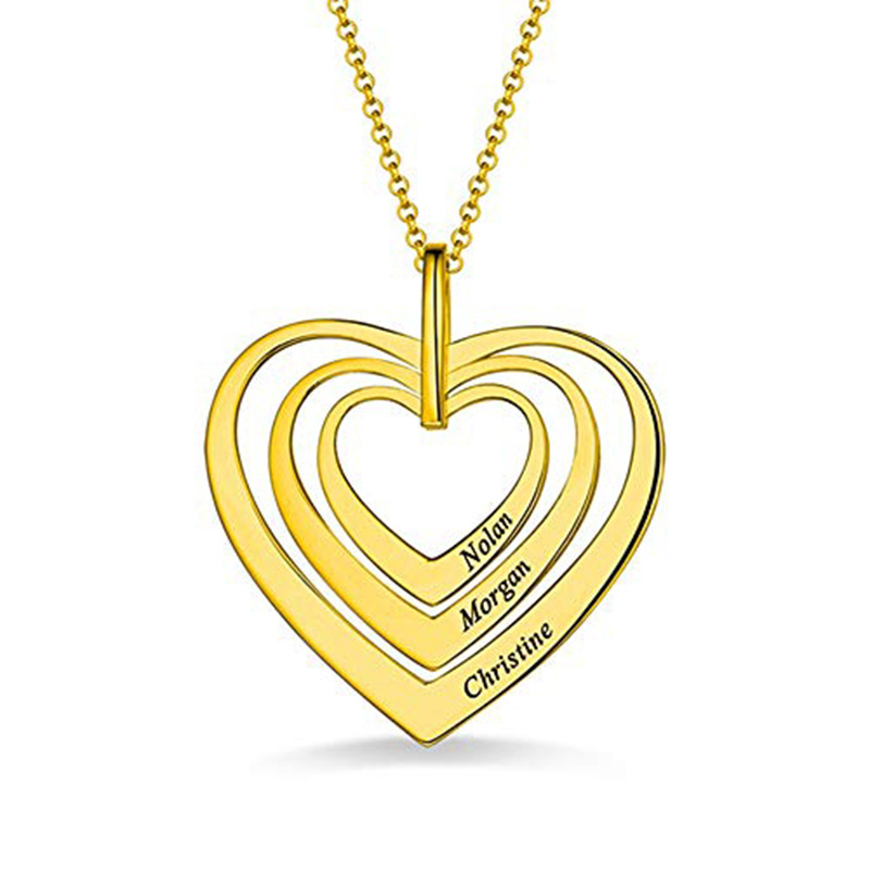 10K Gold Personalized Name Heart Necklace for Women-1