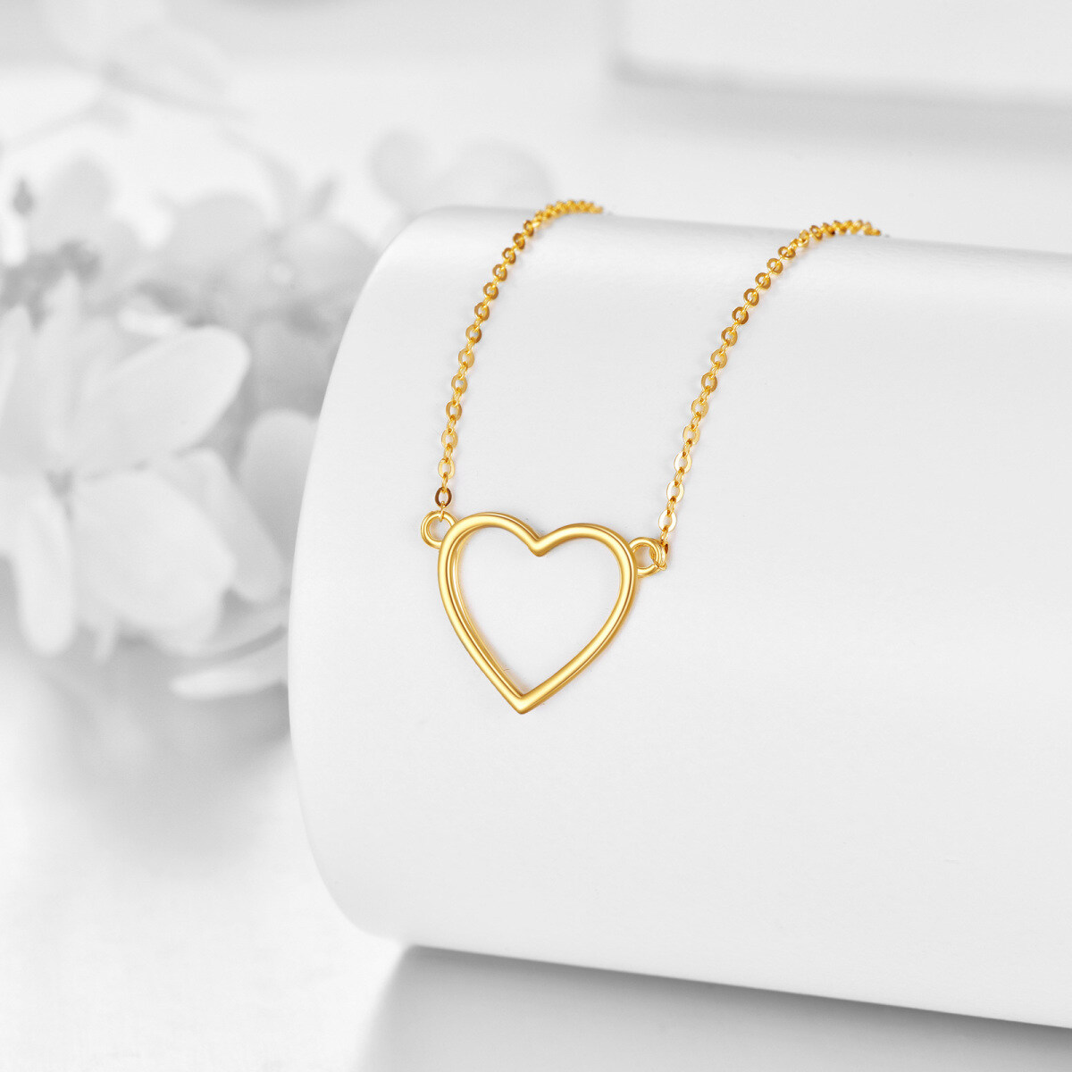 14K Gold Heart Pendant Necklace-3