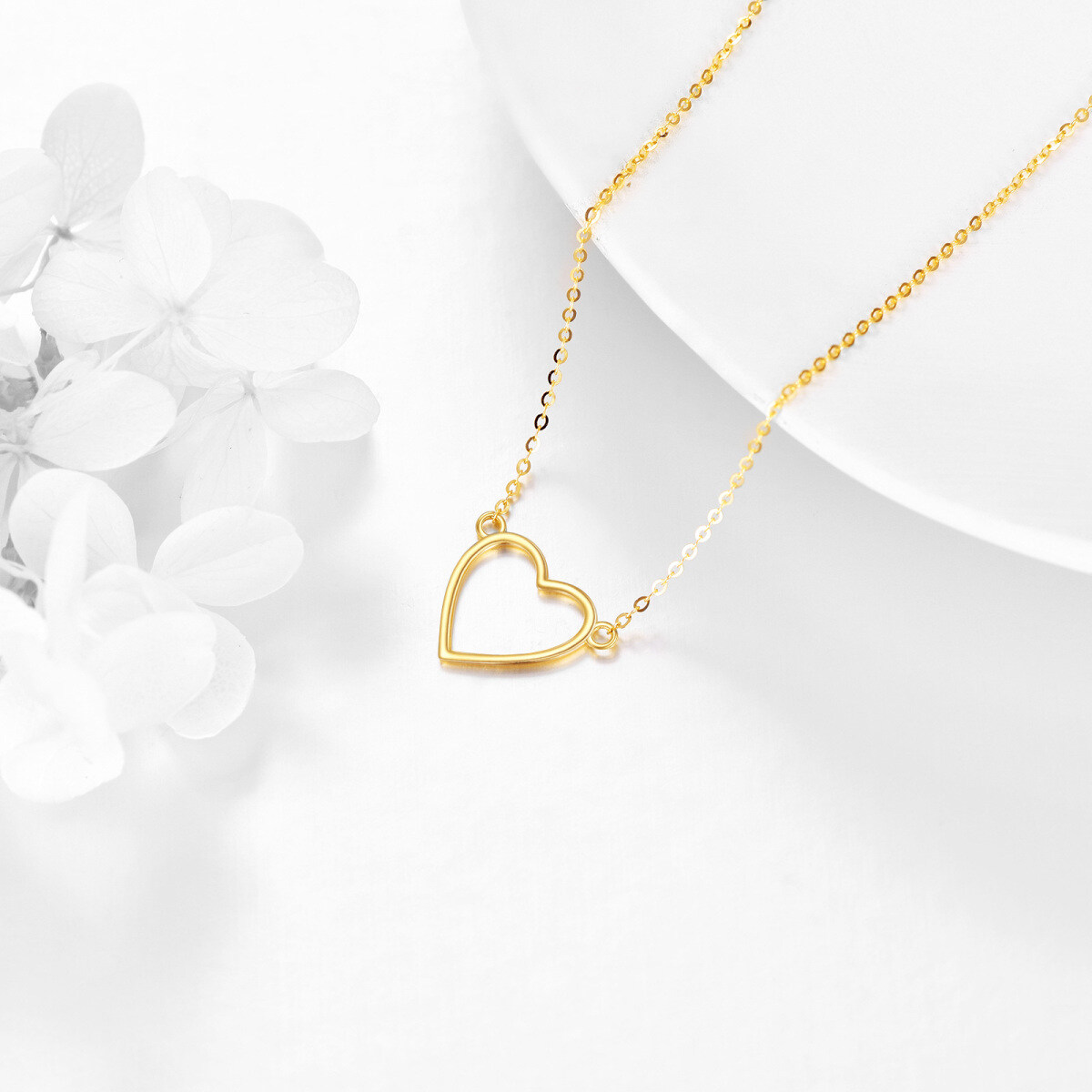 Collana con ciondolo a forma di cuore in oro 14K-4