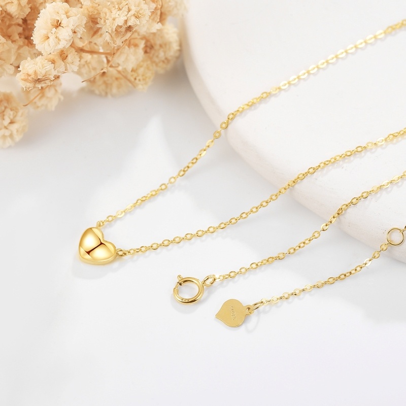 18K White Gold Heart Pendant Necklace-3