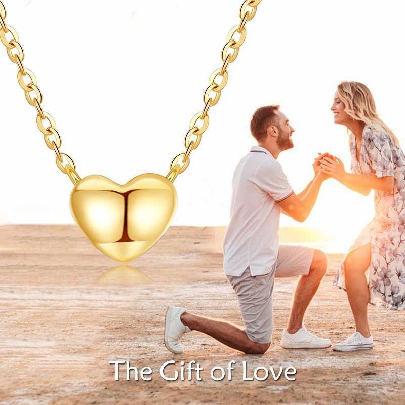 18K White Gold Heart Pendant Necklace-6