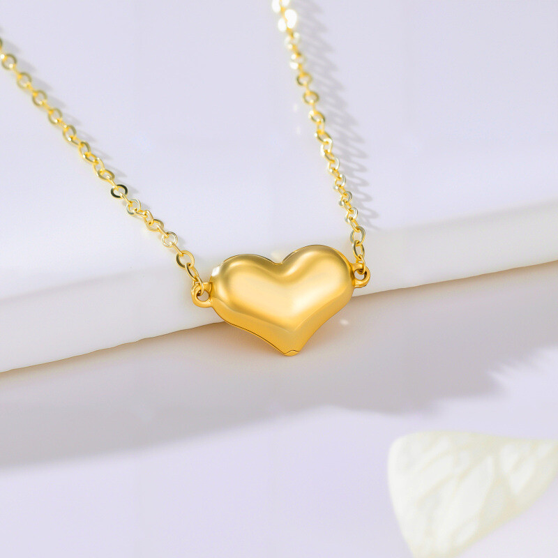 Collar con colgante de corazón en oro 14K-3