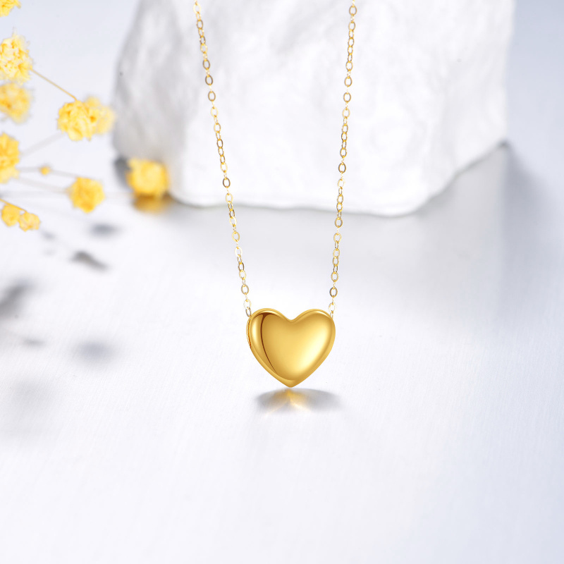 Collar con colgante de corazón de oro de 14 quilates-3