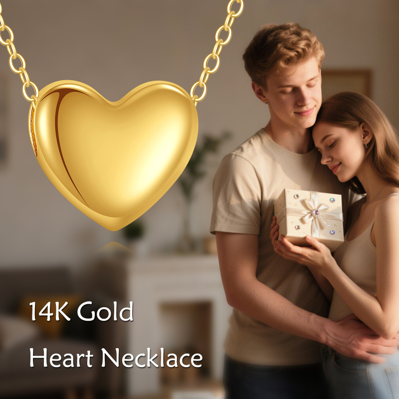 Collar con colgante de corazón de oro de 14 quilates-5