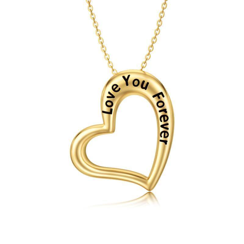 10K Gold Heart Pendant Necklace-18