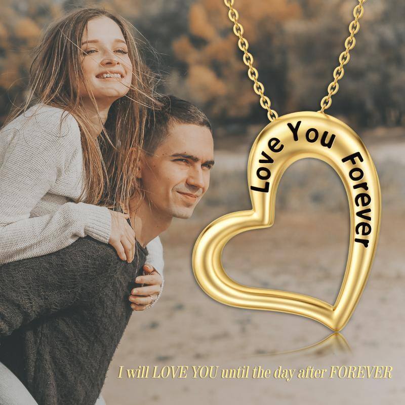 Halskette mit Herzanhänger aus 10-karätigem Weißgold-2