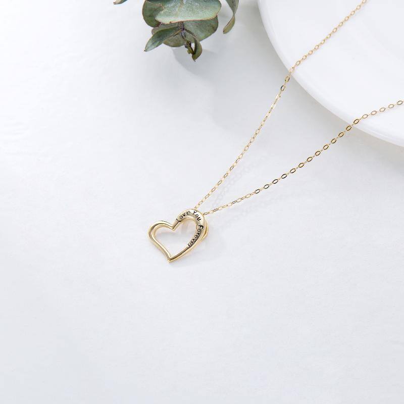 Collana con ciondolo a forma di cuore in oro 14K-4