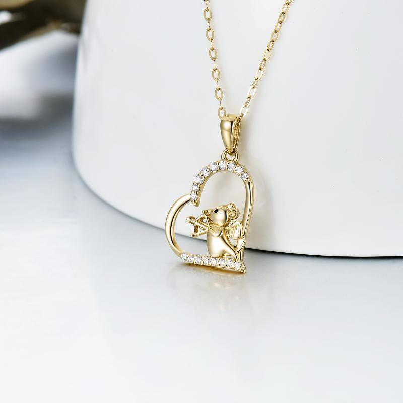 Collier avec pendentif en forme de coeur en or 14K-3