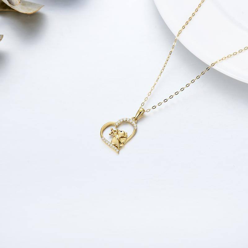 Collier avec pendentif en forme de coeur en or 14K-4