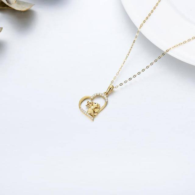 Collana con ciondolo a forma di cuore in oro 14K-4