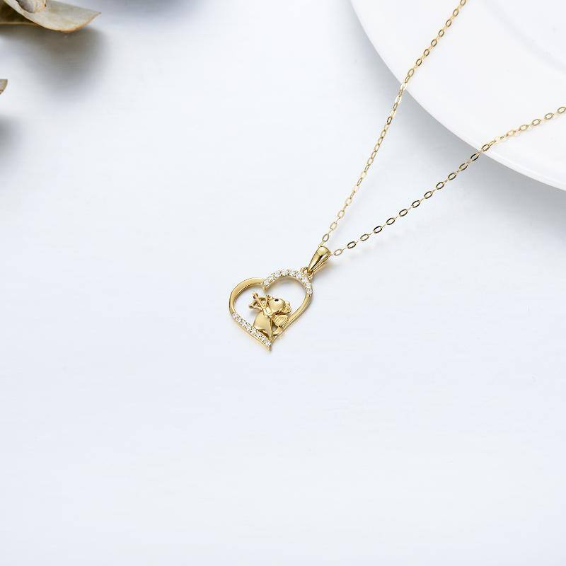 Collar con colgante de corazón de oro blanco de 18 quilates-4