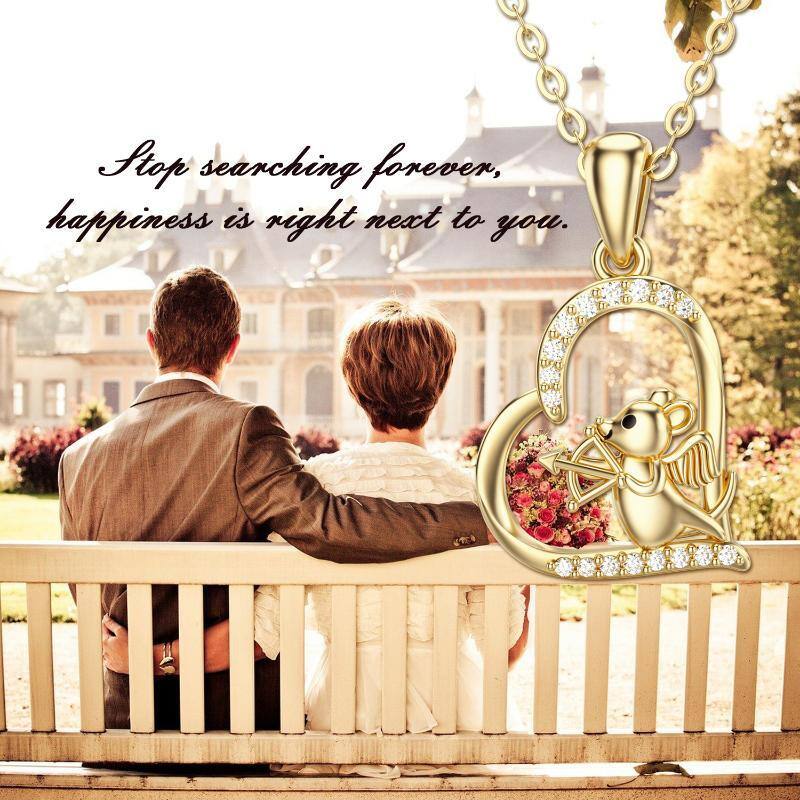 Collar con colgante de corazón de oro blanco de 18 quilates-5