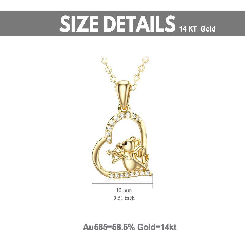 Collar con colgante de corazón de oro blanco de 18 quilates-6