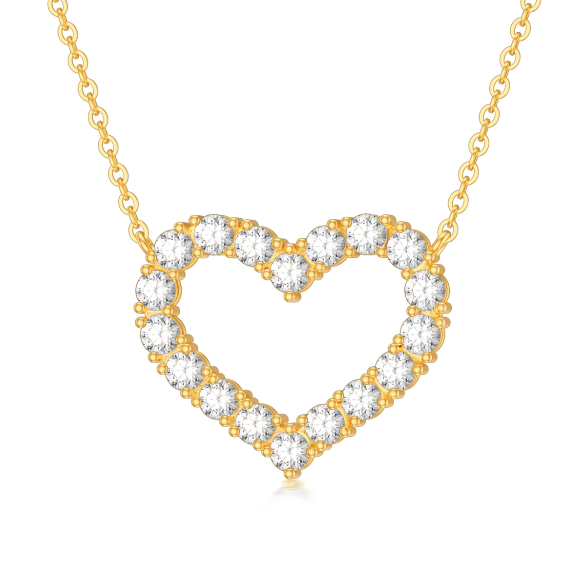 Collana con ciondolo a forma di cuore in oro 14K con zirconia cubica-1