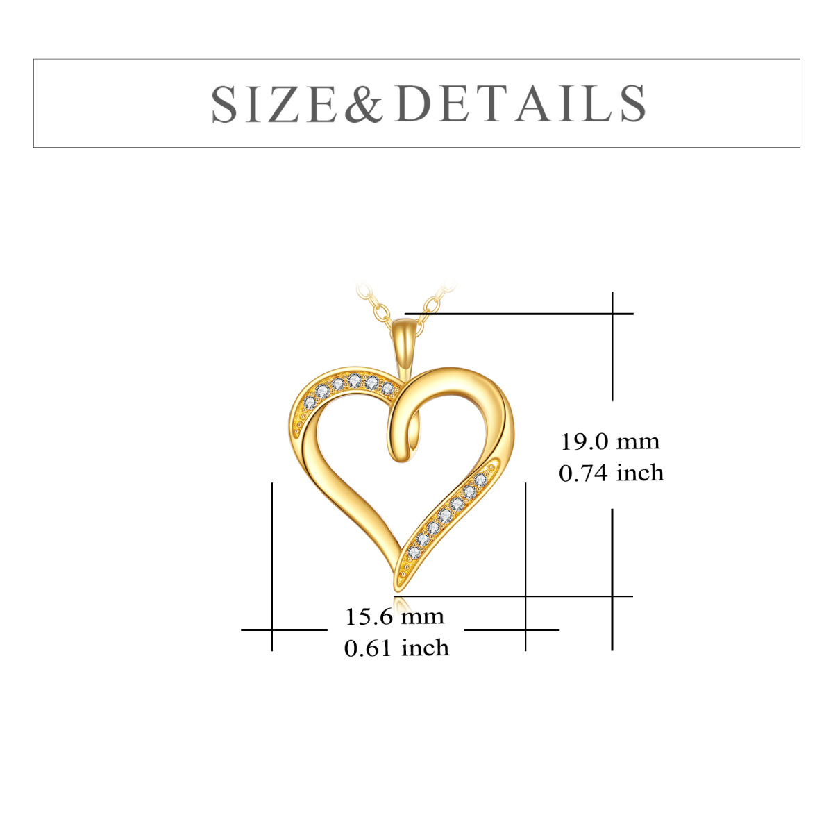 Collier à pendentif cœur en or 14K à zircon cubique-6