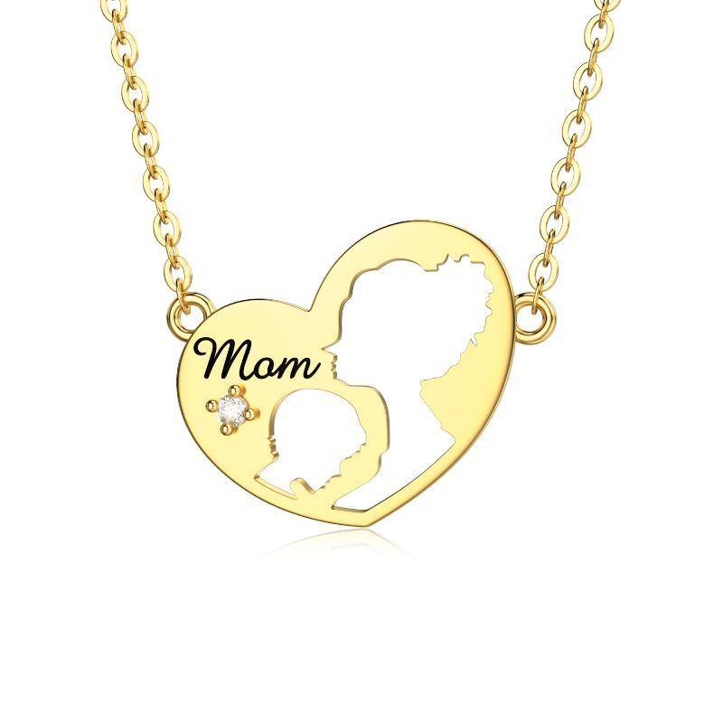 Collier avec pendentif en forme de coeur en or 14K-1