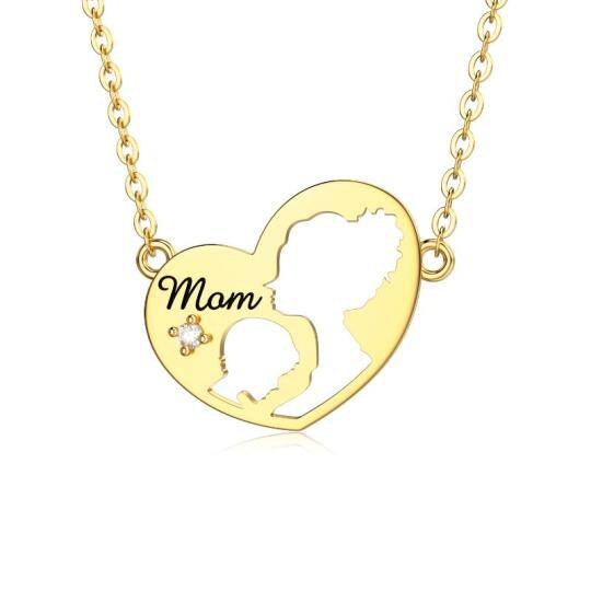 Collier avec pendentif en forme de coeur en or 14K